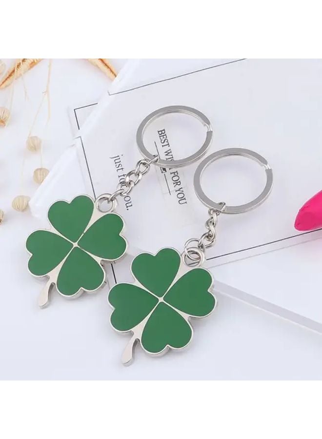 6pcs Alloy Four Leaf Clover Keychains Lucky Shamrock Charm Keyrings Gifts - Image 3